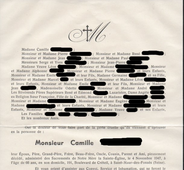 faire part de décès